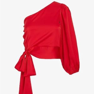 Satin One Shoulder Tie Waist Top